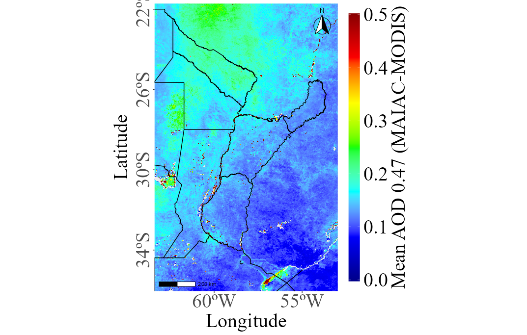 Map generated from MAIAC - MODIS
