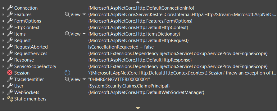 .NET 7 中 HttpContext 类型的调试器显示效果不佳。