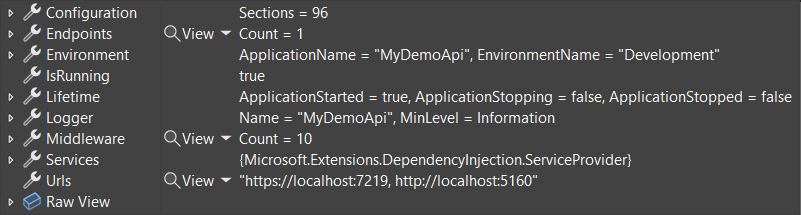 .NET 8 中 WebApplication 类型的便捷调试视图。
