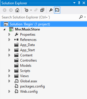 解决方案资源管理器中的 ASP.NET MVC 文件夹结构