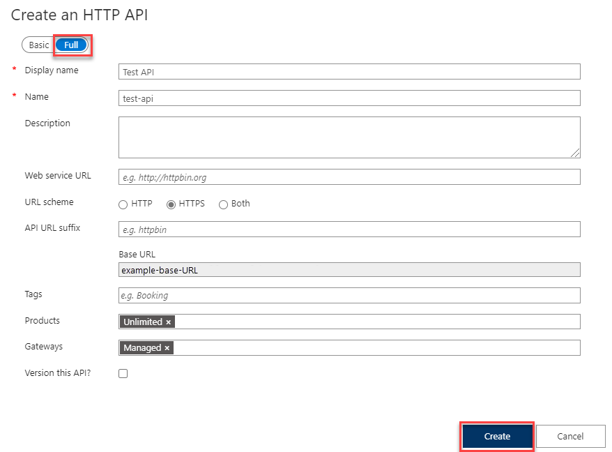 创建 HTTP API
