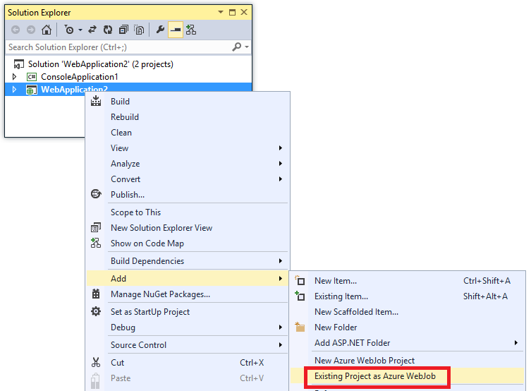 用作 Azure WebJob 的现有项目