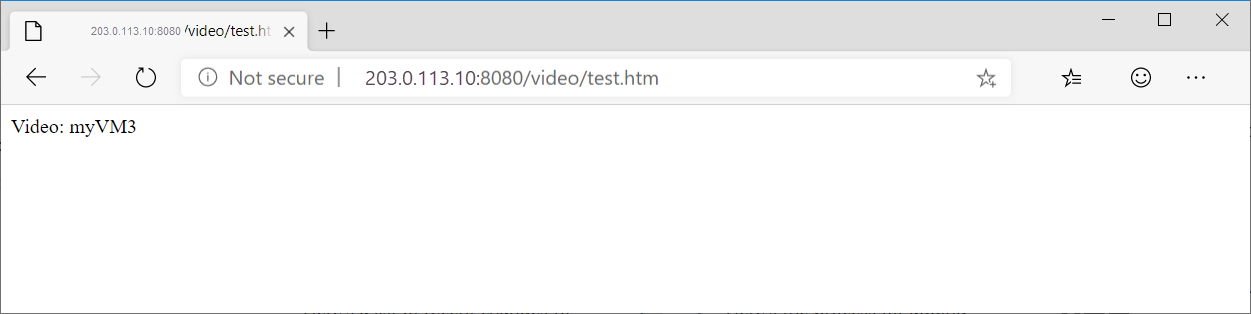 在应用程序网关中测试视频 URL 的屏幕截图。