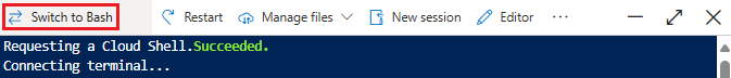 在 Bash 和 PowerShell 之间切换的按钮的屏幕截图。