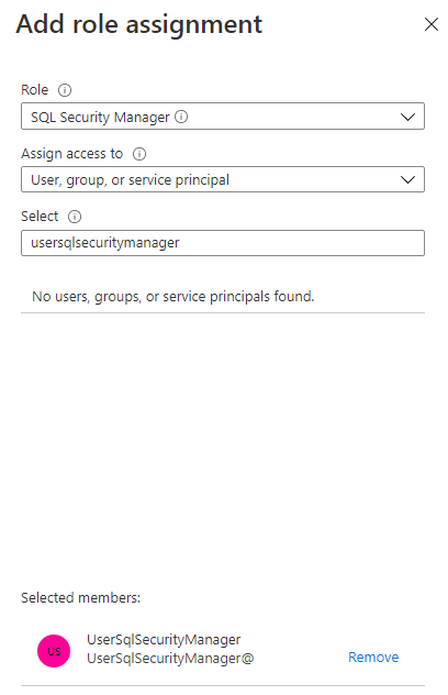 来自 Azure 门户的“添加角色分配”面板的屏幕截图。
