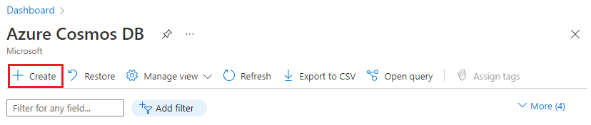 “创建 Azure Cosmos DB”的屏幕截图。