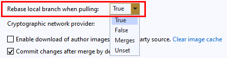 Visual Studio 2019 中“团队资源管理器中的全局设置”中的“存储库”设置的屏幕截图。