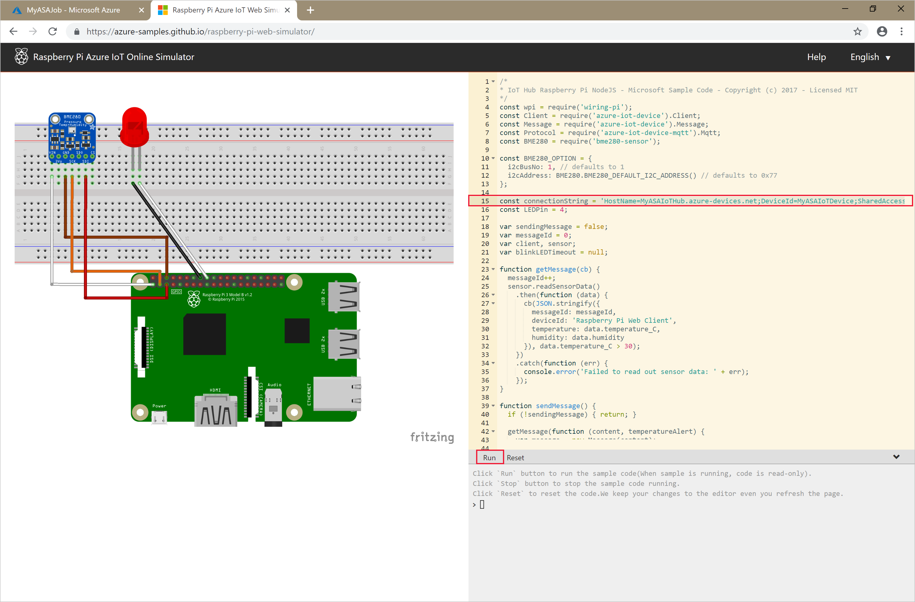 Raspberry Pi Azure IoT Online 模拟器