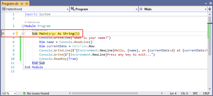 Visual Studio 单步执行方法 - Visual Basic