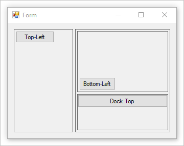 具有嵌套拆分容器的 Windows 窗体。