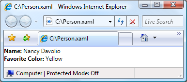 显示 Person.XAML 文件中的内容