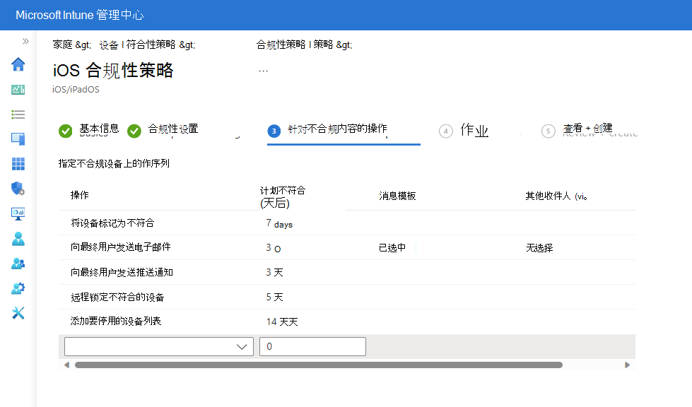 设备合规性 - 针对不合规设备的操作