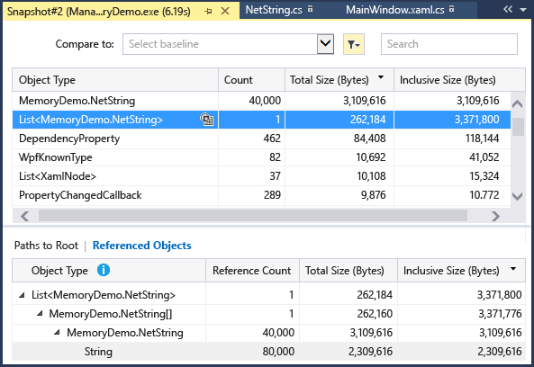Managed eferenced types report view