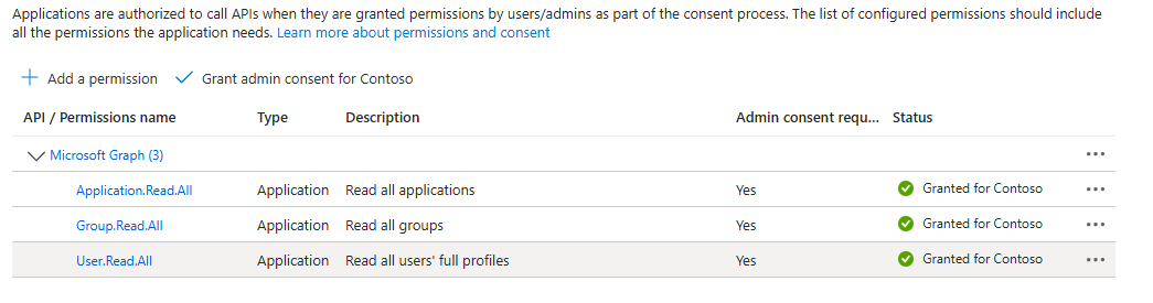 显示如何在 Azure 门户中授予许可的屏幕截图。