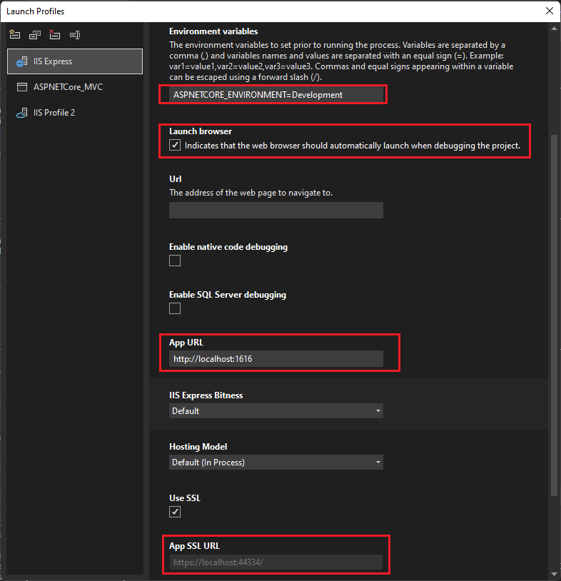 ASP.NET 核心调试器设置