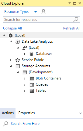 Visual Studio 中“Cloud Explorer”的屏幕截图。