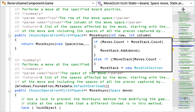 带有工具提示的 Visual Studio 滚动条
