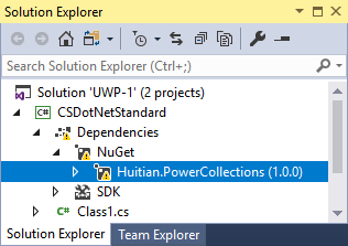 解决方案资源管理器中 NuGet 包的屏幕截图。