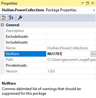 NuGet 包属性