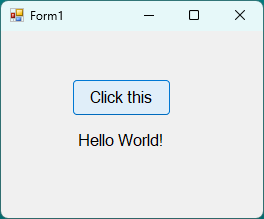 显示应用的屏幕截图，该对话框是包含 Label1 文本的 Form1 对话框。