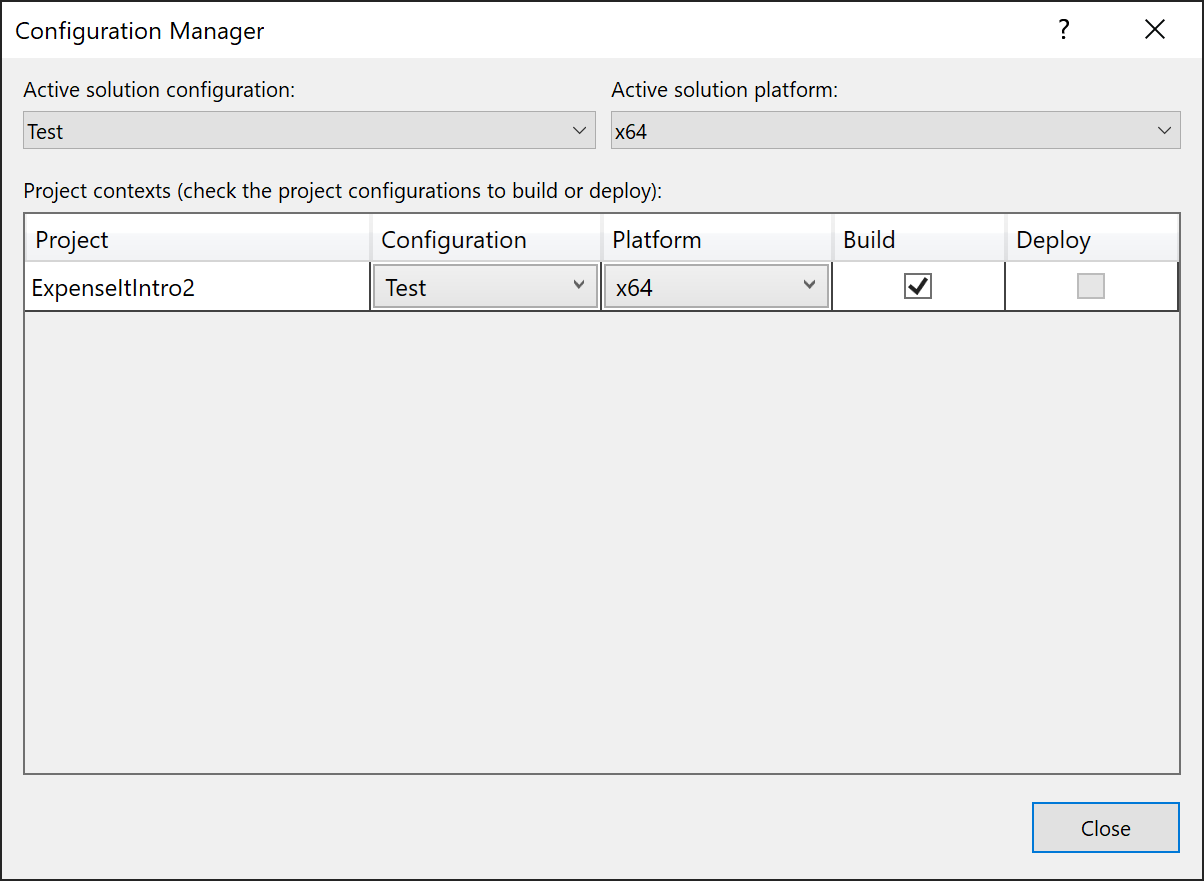 包含测试配置的 Configuration Manager 的屏幕截图。