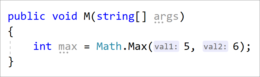 CSharp 的内联参数名称提示