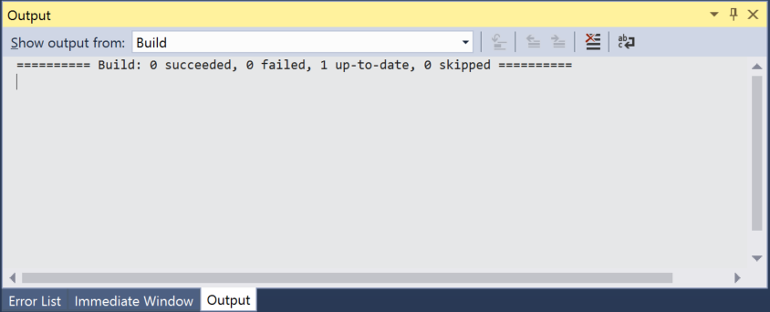 Visual Studio 中“输出”窗口的屏幕截图。