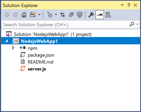 Visual Studio 中解决方案资源管理器的屏幕截图。