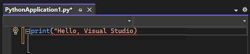 显示在 Visual Studio 编辑器中 IntelliSense 的语法着色和错误高亮功能的屏幕截图。