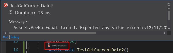 屏幕截图显示了在 Visual Studio 2022 中选择 C++ CodeLens 图标查看详细信息后的界面。