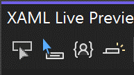 元素选择的 XAML 实时预览工具栏按钮的屏幕截图。