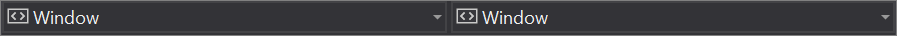 Visual Studio 中 XAML 代码编辑器窗口的两个前两行的第二行，其中两个窗口下拉列表都可见