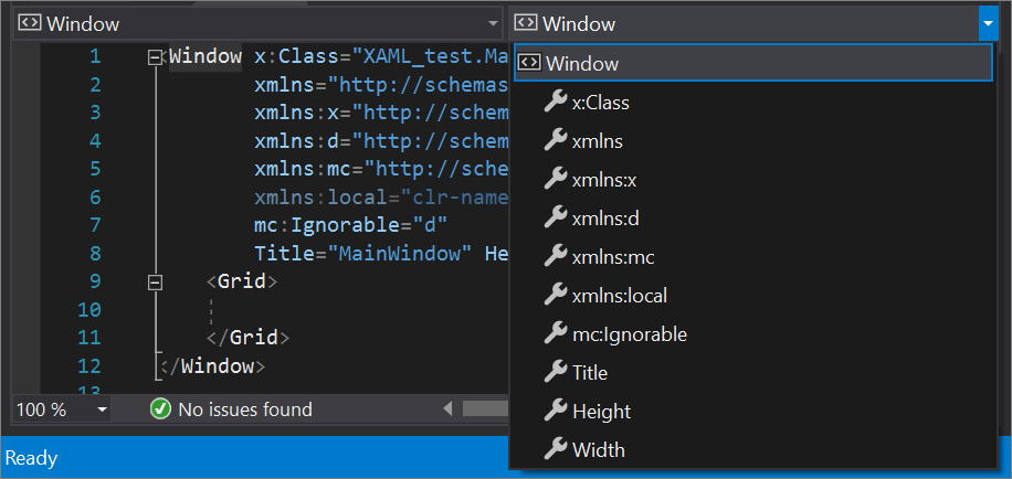 Visual Studio 中的“成员：窗口”下拉列表