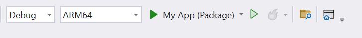 Visual Studio 生成配置设置为 ARM64 的屏幕截图。