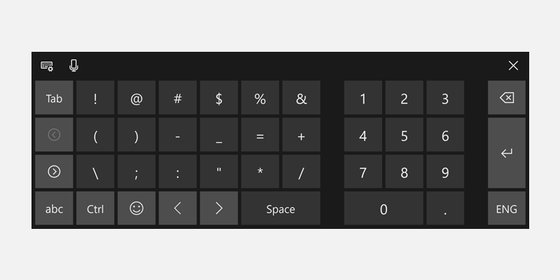 Windows 触摸键盘，用于输入数字