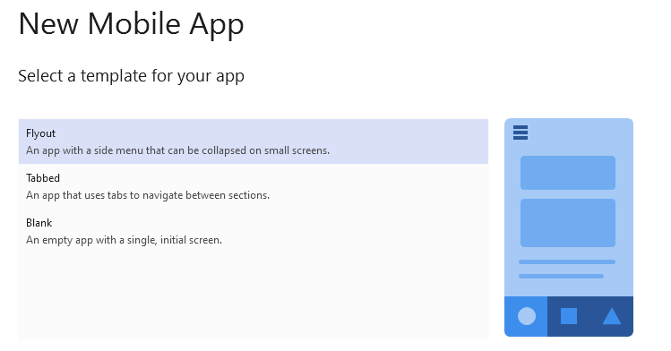 新 Xamarin.Forms 模板选择体验